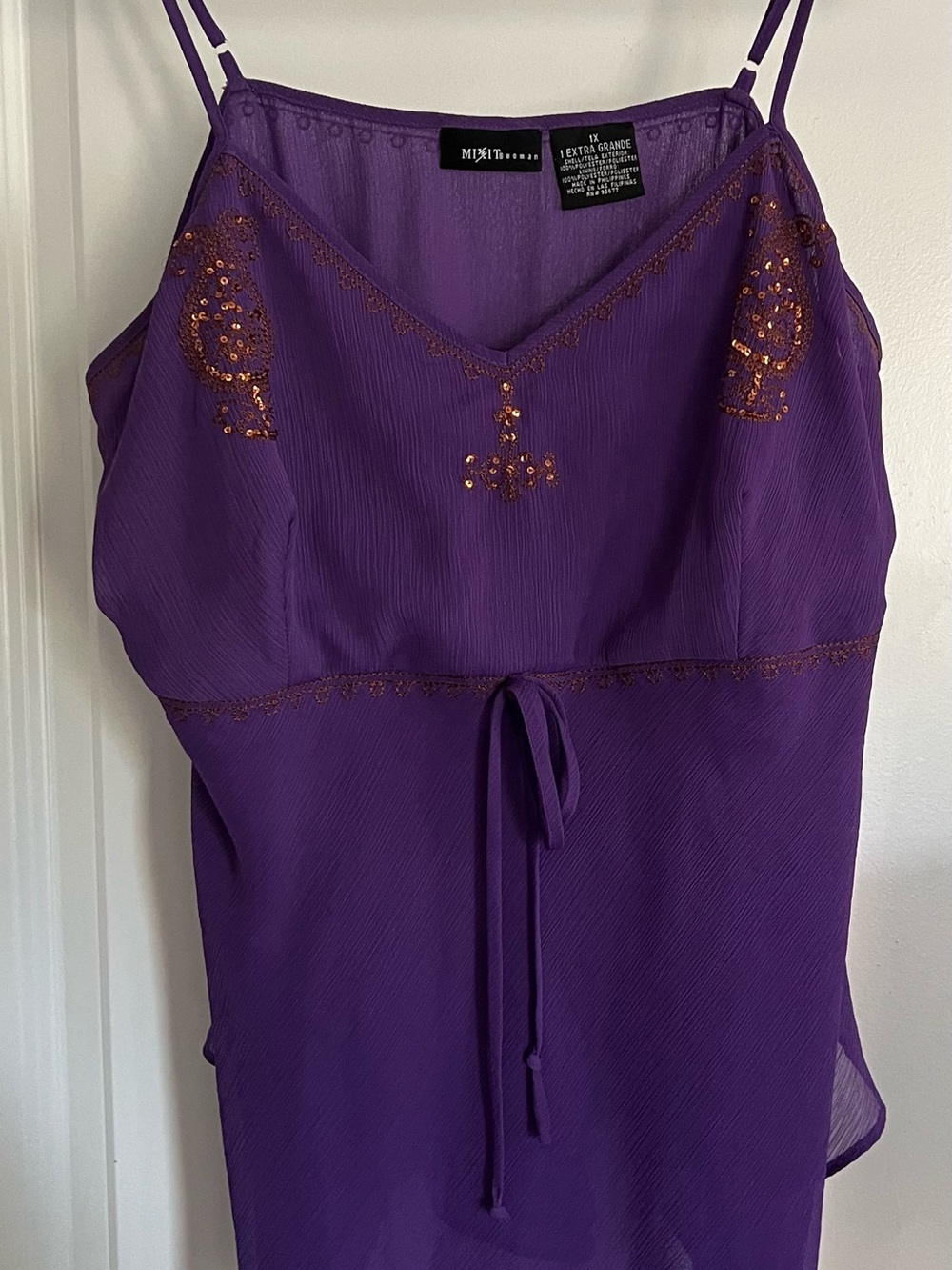 Mixit Purple Sequin-Embellished Spaghetti Strap Camisole